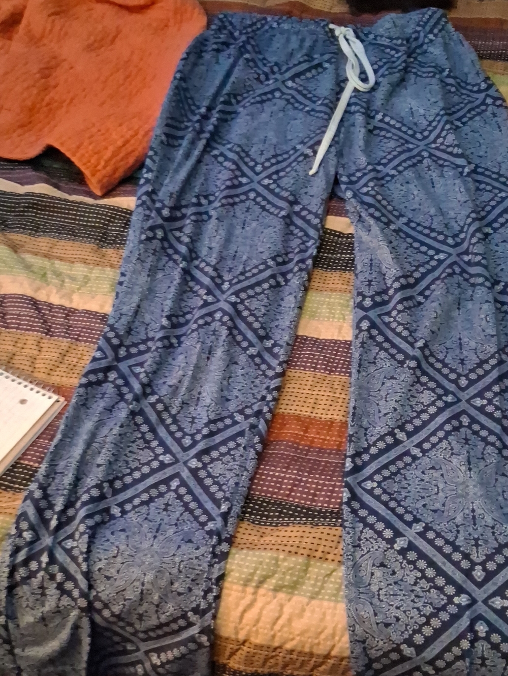 Ink & IvyBlue Patterned Elastic Waist Lounge Pants Wide Leg